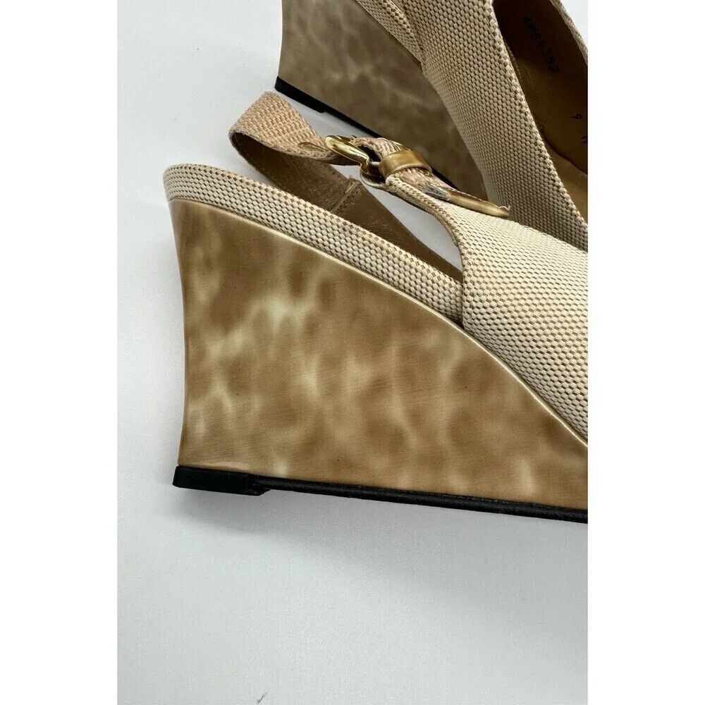 STUART WEITZMAN IVORY LIGHT TAN TORTOISE SHELL WEDGES SHOES Size 9